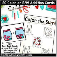 Valentine Day Add the Room Math Activity, Kindergarten Valentine's Day Addition