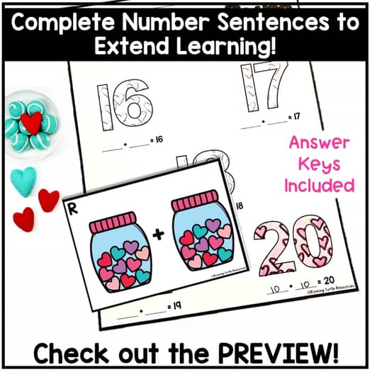 Valentine Day Add the Room Math Activity, Kindergarten Valentine's Day Addition