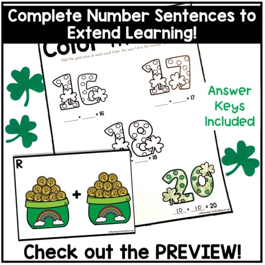 St. Patrick's Day Add the Room Math Activity, Kindergarten March Addition