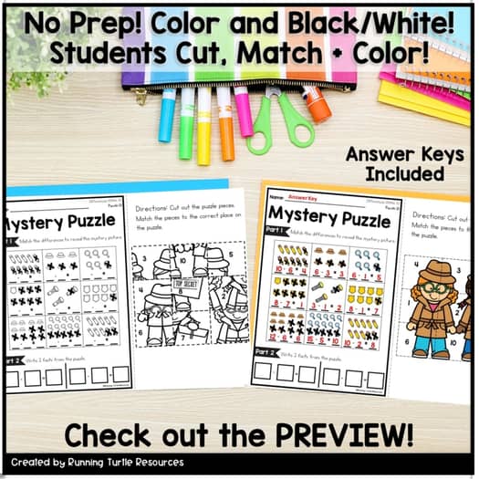 Phonics and Math Mystery Puzzles MEGA Bundle, Kindergarten and 1st Grade