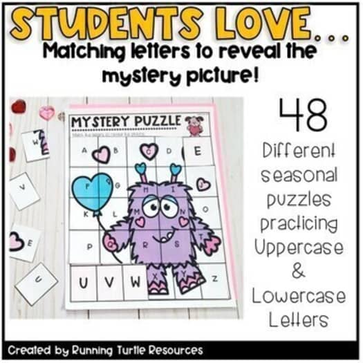 Alphabet Mystery Puzzles, Preschool Letter Matching and Beginning Sounds Match