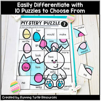 Easter Sight Word Mystery Puzzles, April Word Work, Kindergarten and 1st Grade