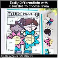 Spring Mystery Puzzles, 1st Grade and Kindergarten Sight Word Puzzles, April