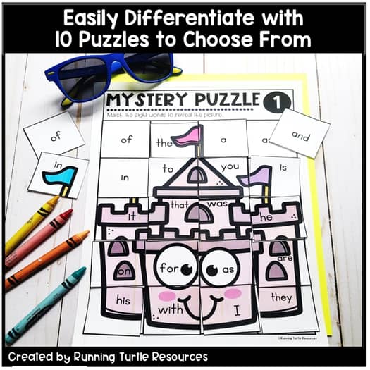 Summer Mystery Puzzles, End of Year Sight Words for Kindergarten and 1st Grade