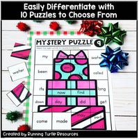 Christmas Mystery Puzzles, December Sight Words
