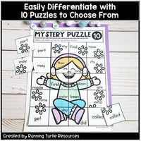 Winter Mystery Puzzles, 1st Grade and Kindergarten Sight Word Puzzles, January