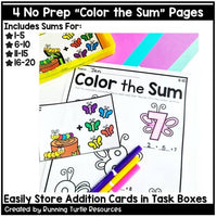 Butterfly Addition Count and Color Kindergarten Math