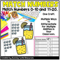 Summer Math Craft, Lemonade Craft l Number Matching