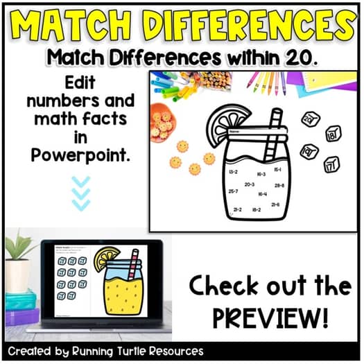 Summer Math Craft, Lemonade Craft l Number Matching