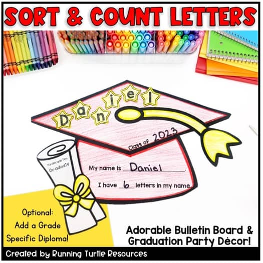 Graduation Craft Preschool - 5th Grade, Spring Name Craft Editable