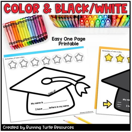 Graduation Craft Preschool - 5th Grade, Spring Name Craft Editable