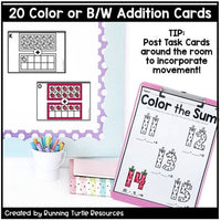 Summer Addition Strawberry Count and Color Kindergarten Math