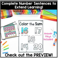 Beach Math Summer Addition Count and Color Kindergarten Math