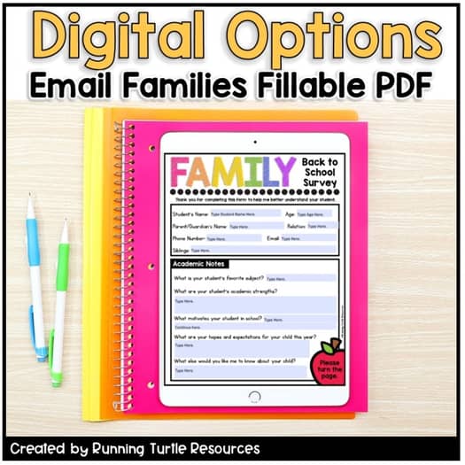 Back to School Parent Survey Family Questionnaire