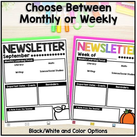 Editable Classroom Newsletter Templates Monthly Weekly - Parent Communication