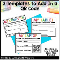 Editable Student Login Cards with Optional QR Code