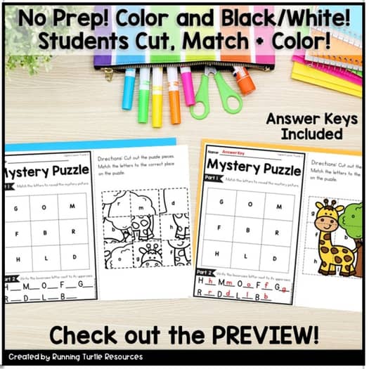 Letter Matching Mystery Puzzles No Prep Fast Finisher Activity
