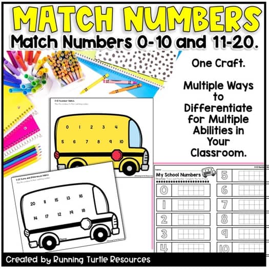 Back to School Math Craft l Number Matching Bus Craft l First Day of School