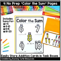 Add and Color Back to School Kindergarten Addition Count the Room