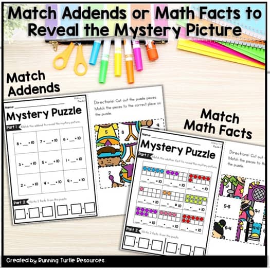 Making 10 Worksheet Mystery Puzzles Kindergarten Early Finishers