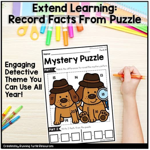Subtraction Mystery Puzzles Kindergarten Math Worksheets
