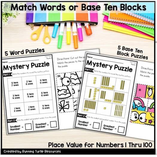 Place Value Mystery Picture Puzzles Kindergarten Math Worksheets