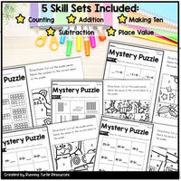 Mystery Picture Math Puzzles, Kindergarten Math Centers