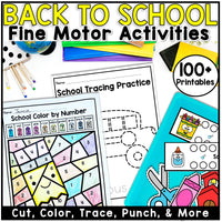Educational materials for back-to-school fine motor activities with printables and stationery items.