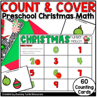 Preschool Christmas math activity with numbers and ornaments