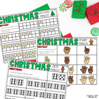 Christmas Number Match Count and Cover Task Cards