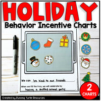 A reward chart with a Santa Claus design, titled 'Holiday Behavior Incentive Chart', meant for managing classroom behavior with a festive twist.