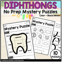 Image of diphthong puzzle for students to cut and paste words to their images.