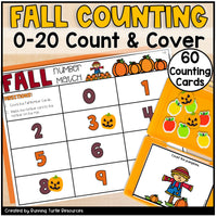 Fall-themed counting activity with number matching and counting cards.
