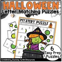 Halloween letter matching puzzles with a witch character on the cover.