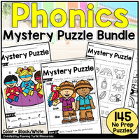 Phonics Mystery Puzzles Kindergarten Phonics No Prep Bundle