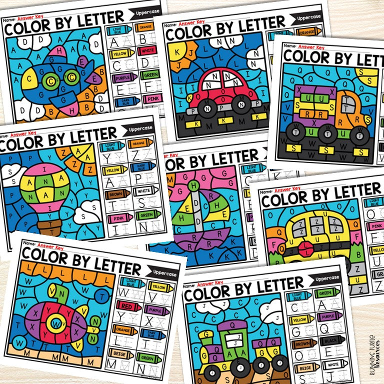 Transportation Color by Letter and Beginning Sound Pages, Things that Go Activities
