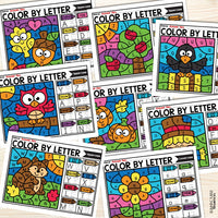 Fall Color by Letter and Beginning Sound Pages