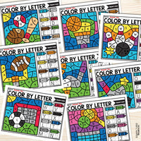 Sports Color by Letter and Beginning Sound Pages