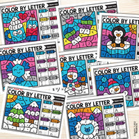 Winter Color by Letter and Beginning Sound Pages