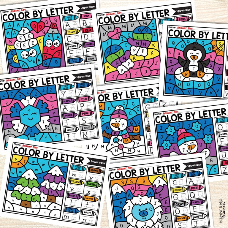 Winter Color by Letter and Beginning Sound Pages