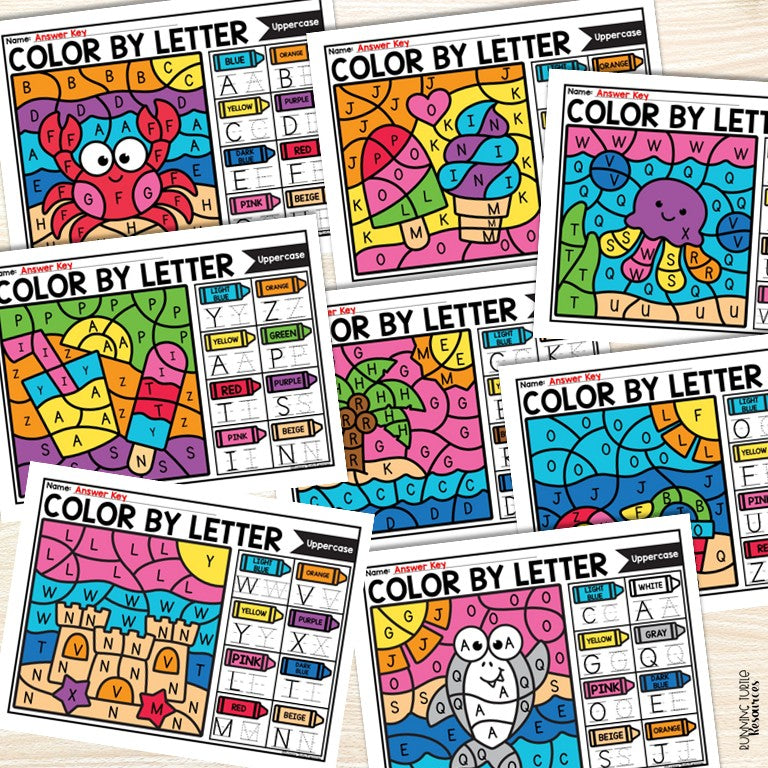 Summer Color by Letter and Beginning Sound Pages