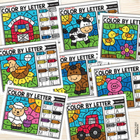 Farm Color by Letter and Beginning Sound Pages