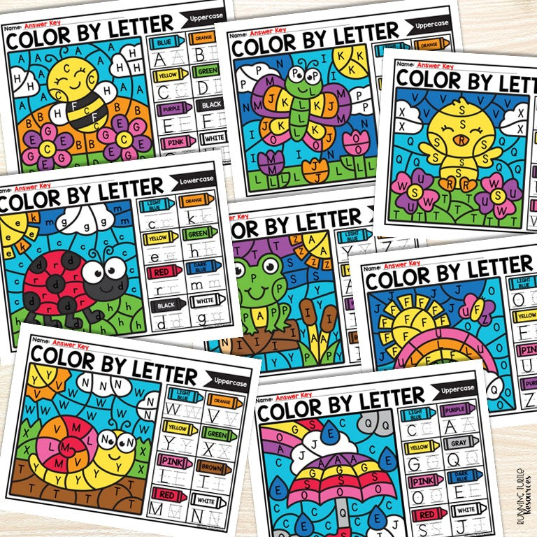 Spring Color by Letter and Beginning Sound Pages