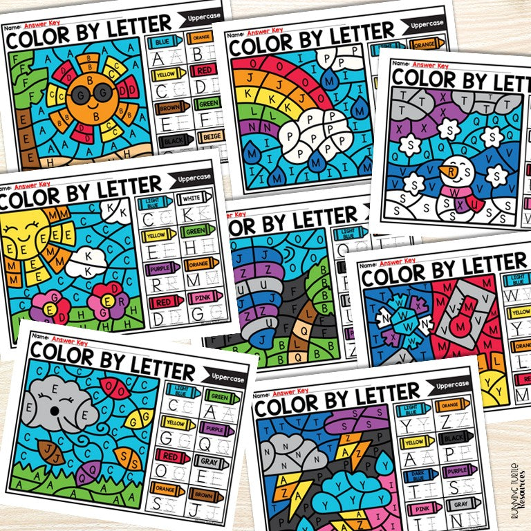 Weather Color by Letter and Beginning Sound Pages