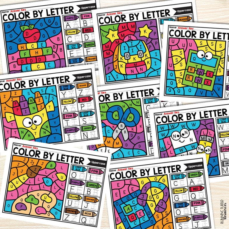Back to School Color by Letter and Beginning Sound Pages