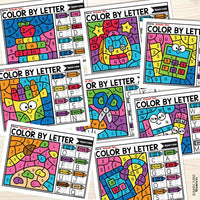 Back to School Color by Letter and Beginning Sound Pages