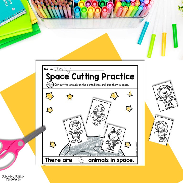 Space Cutting Practice during the Artemis 2 Mission, Preschool & Kindergarten Fine Motor