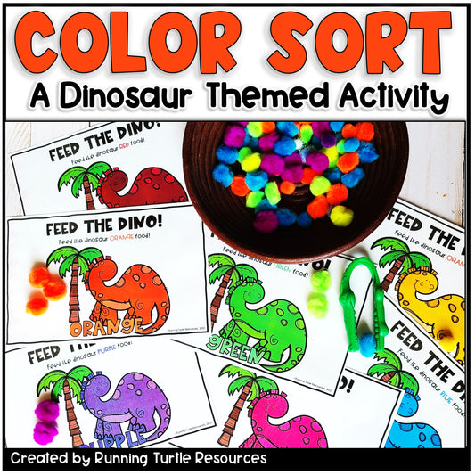 No Prep Dinosaur Color Sort Math Center l Fine Motor Practice