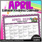 April 2024 Kindness Calendar Editable Random Acts of Kindness