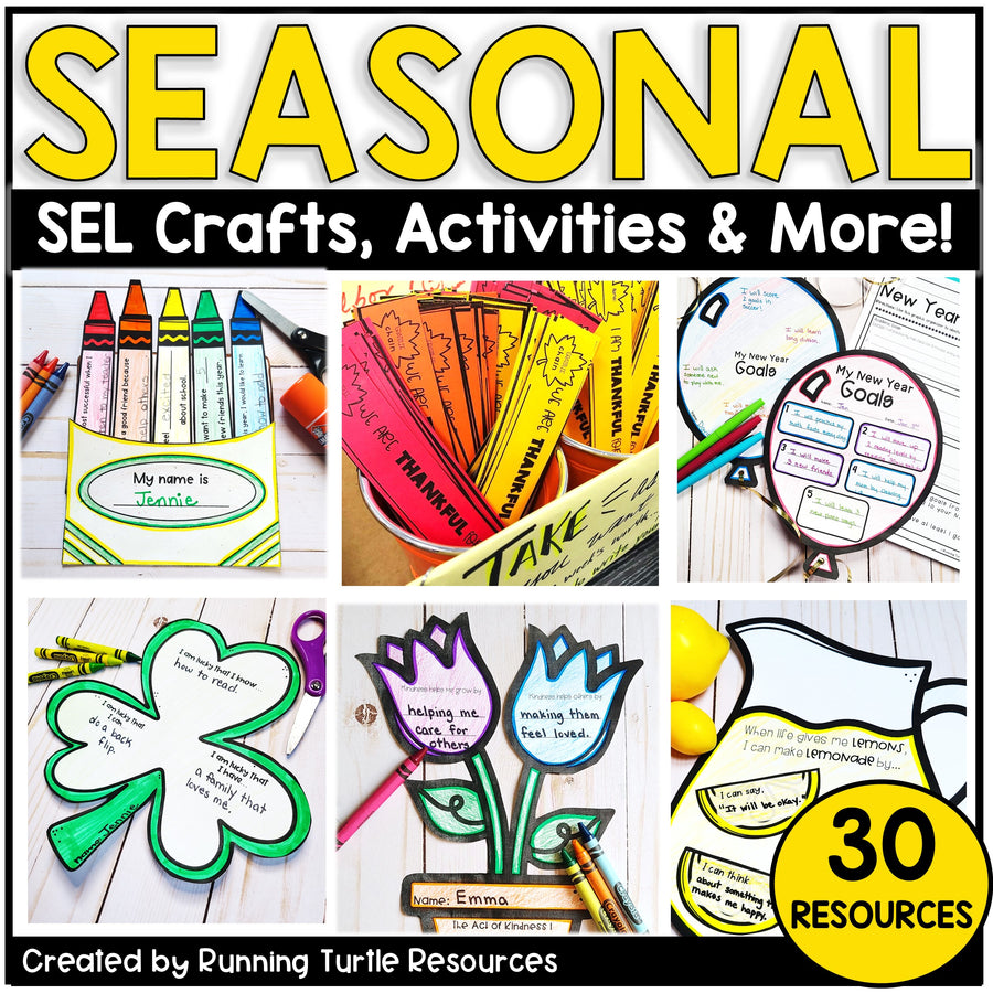 Social Emotional Learning Activities Bundle l Year Long SEL Crafts